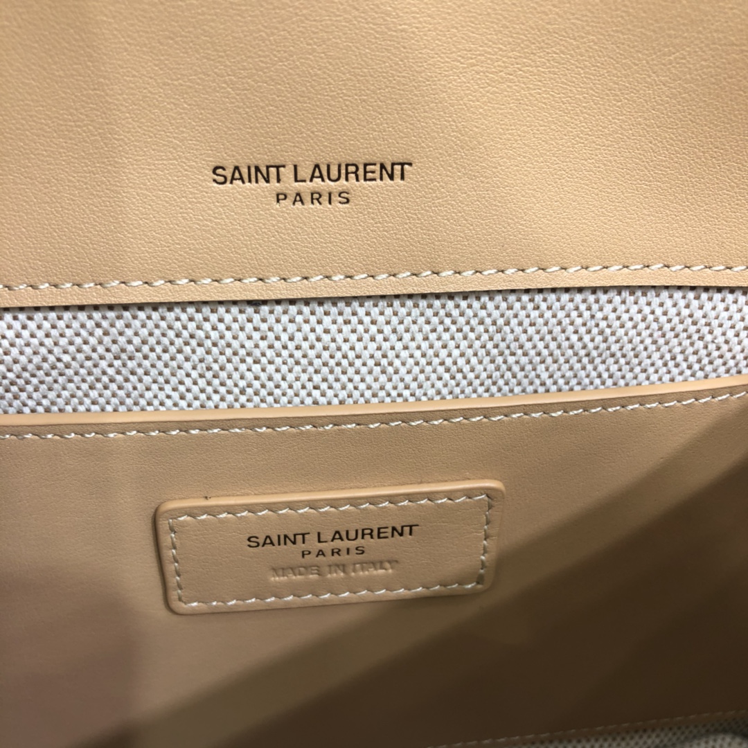 Saint Laurent Niki Baby Canvas Calfskin Handbag Shoulder Bag Beige 633160 